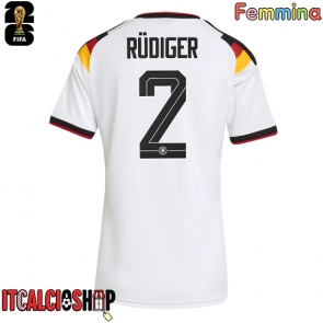 Germania Antonio Rudiger #2 Prima Maglia Femmina Mondiali 2026 Manica Corta